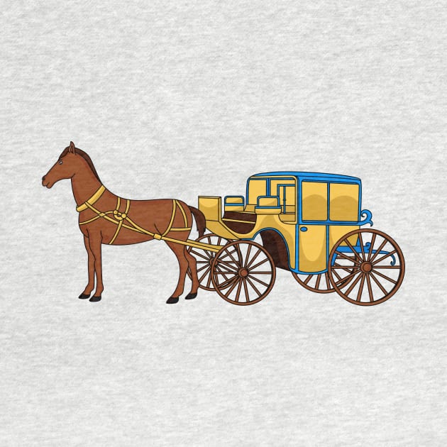 Cute horse and royal carriage illustration by Cartoons of fun